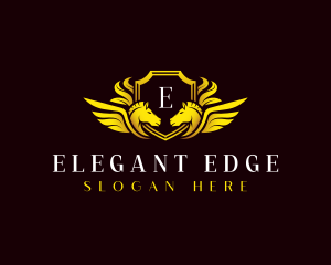 Deluxe Pegasus Shield logo design