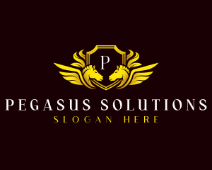 Deluxe Pegasus Shield logo design