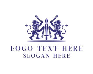 Lion - Medieval Sword Lions logo design