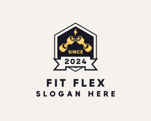 Hexagon Fitness Dumbbell  logo design