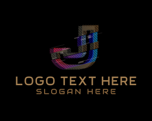 Gradient Glitch Letter J logo