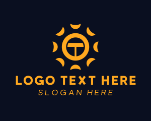 Yellow Solar Letter T logo