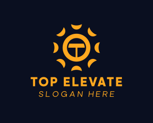 Yellow Solar Letter T logo design