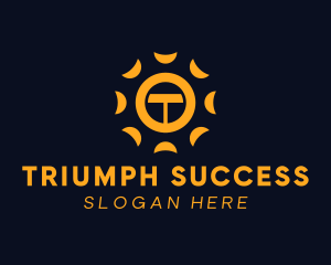 Yellow Solar Letter T logo design