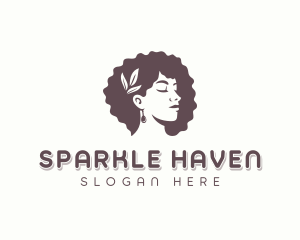 Curly Hairstyle Woman logo design