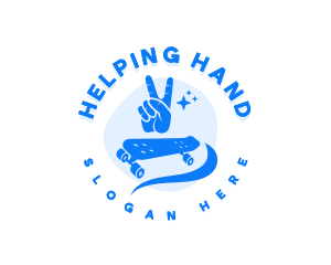 Hand Peace Skateboard logo design