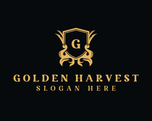 Golden Royalty Shield logo design