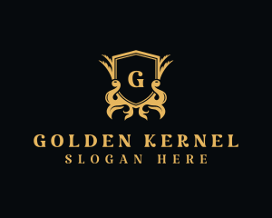 Golden Royalty Shield logo design