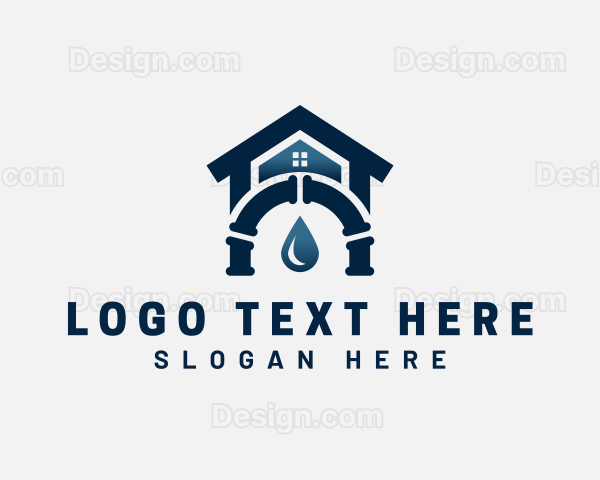 House Droplet Pipe Plumbing Logo