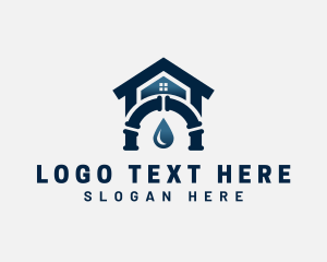 House Droplet Pipe Plumbing logo