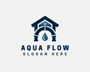 House Droplet Pipe Plumbing logo design