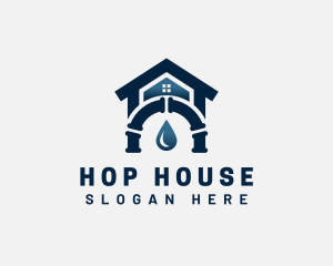 House Droplet Pipe Plumbing logo design