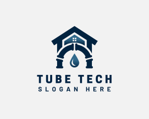 House Droplet Pipe Plumbing logo design