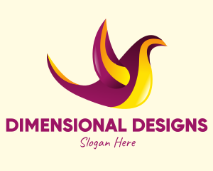 3D Flying Bird logo design