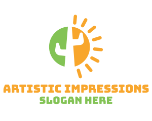 Abstract Sun Cactus  logo design