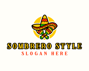 Mexican Sombrero Maracas logo design