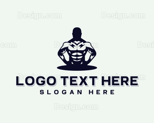 Muscular Bodybuilder Gym Logo