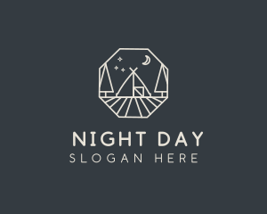 Monoline Night Camping Tent logo design