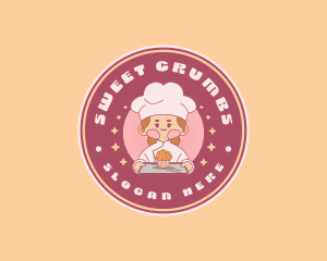 Cute Girl Cupcake Baker logo design