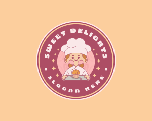 Cute Girl Cupcake Baker logo design