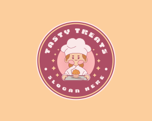 Cute Girl Cupcake Baker logo design