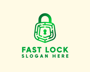 Green Maze Padlock logo design