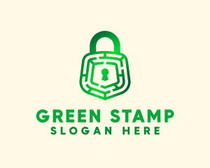 Green Maze Padlock logo design