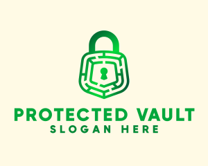 Green Maze Padlock logo design