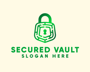 Green Maze Padlock logo design