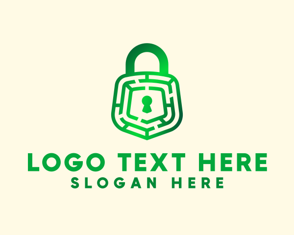 Green Maze Padlock logo