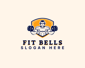 Dumbbell Muscle Man logo design