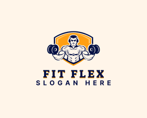 Dumbbell Muscle Man logo design