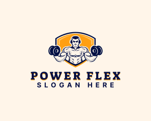 Dumbbell Muscle Man logo design