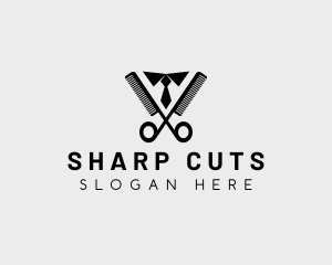 Barber Scissors Comb logo design