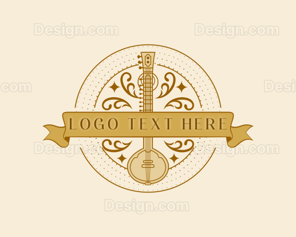 Sitar Music Instrument Logo