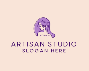 Purple Pretty Woman Girl logo design