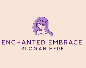 Purple Pretty Woman Girl logo design