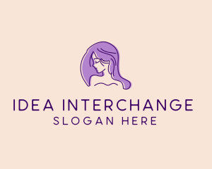 Purple Pretty Woman Girl logo design