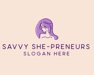 Purple Pretty Woman Girl logo design