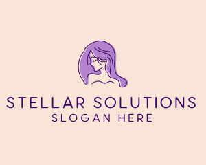 Purple Pretty Woman Girl logo design