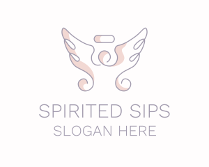 Angel Wings Line Art logo design