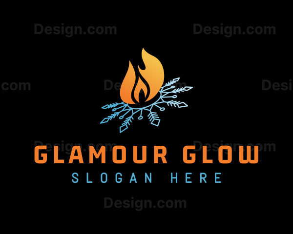 Snowflake Flame Fire Logo