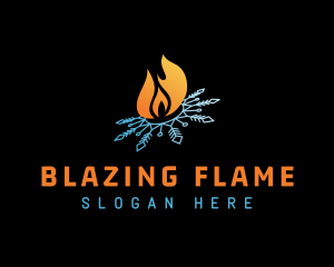Snowflake Flame Fire logo design