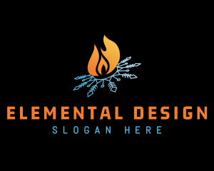 Snowflake Flame Fire logo design