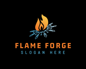 Snowflake Flame Fire logo design