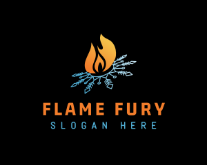 Snowflake Flame Fire logo design