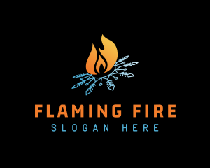Snowflake Flame Fire logo design