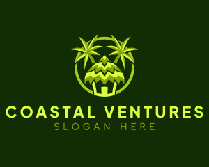 Tropical Beach Hut logo design