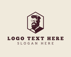 Hipster Man Beard logo