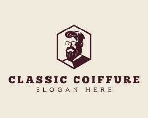 Hipster Man Beard logo design